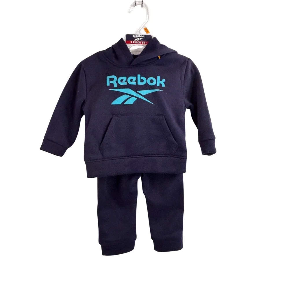 Reebok Jogger Set 12M Vector Navy Fleece Hoodie & Pants Kids